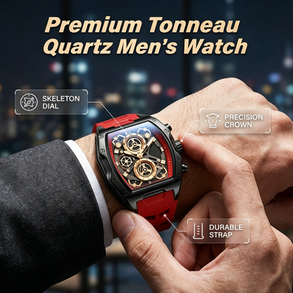 ⌚✨ Herrenuhr in Tonneau-Form mit Quarzwerk – 50% RABATT! Elegantes, klassisches Design & präzise Zeitmessung