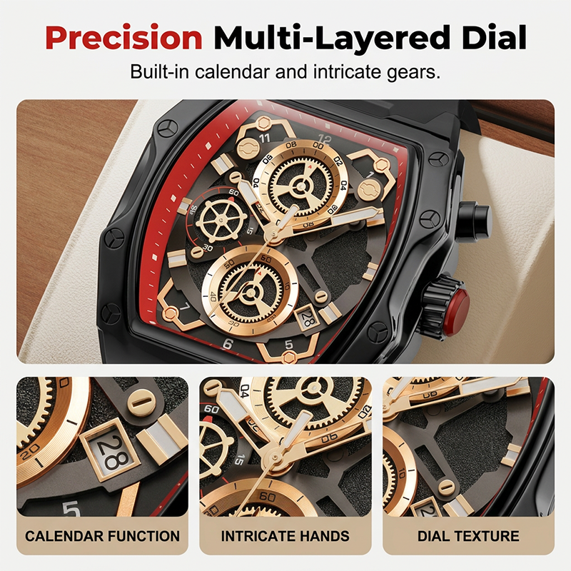 ⌚✨ Herrenuhr in Tonneau-Form mit Quarzwerk – 50% RABATT! Elegantes, klassisches Design & präzise Zeitmessung