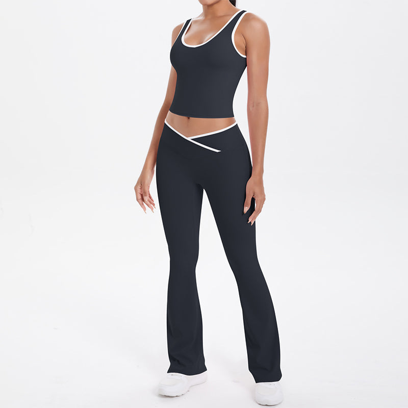 Damen Yoga Outfit 2-teilig | Sport Set mit Top und Leggings