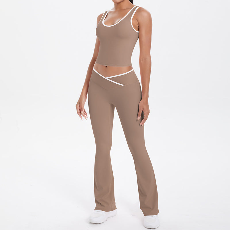 Damen Yoga Outfit 2-teilig | Sport Set mit Top und Leggings