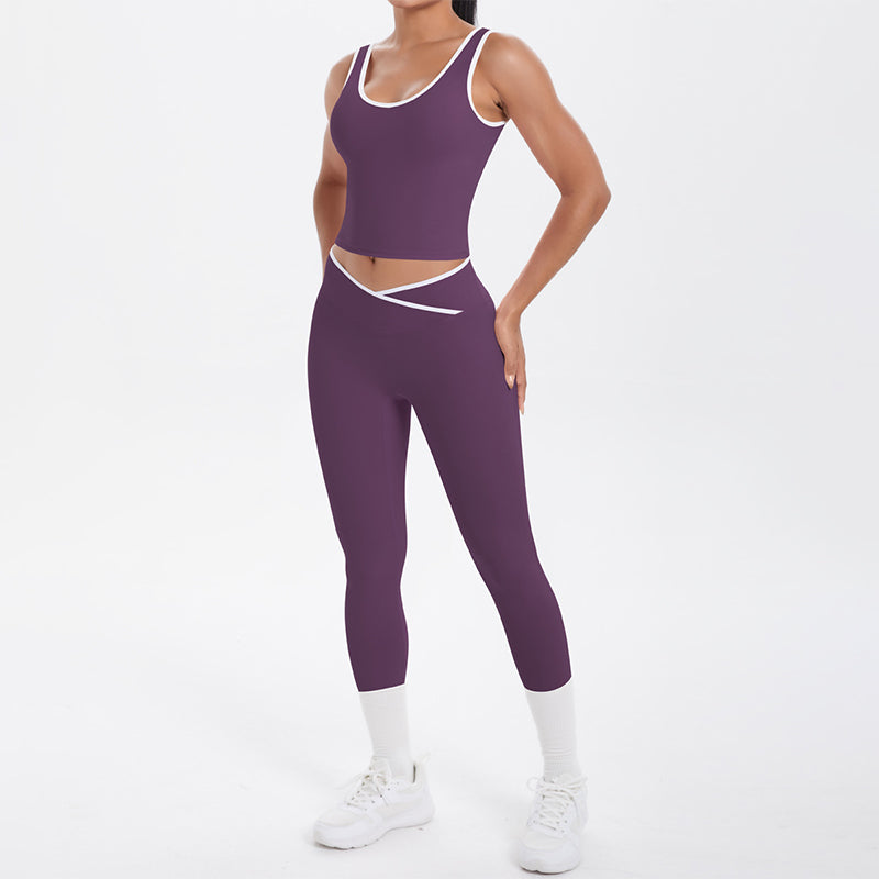 Damen Yoga Outfit 2-teilig | Sport Set mit Top und Leggings