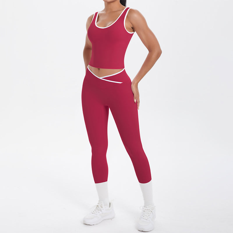 Damen Yoga Outfit 2-teilig | Sport Set mit Top und Leggings