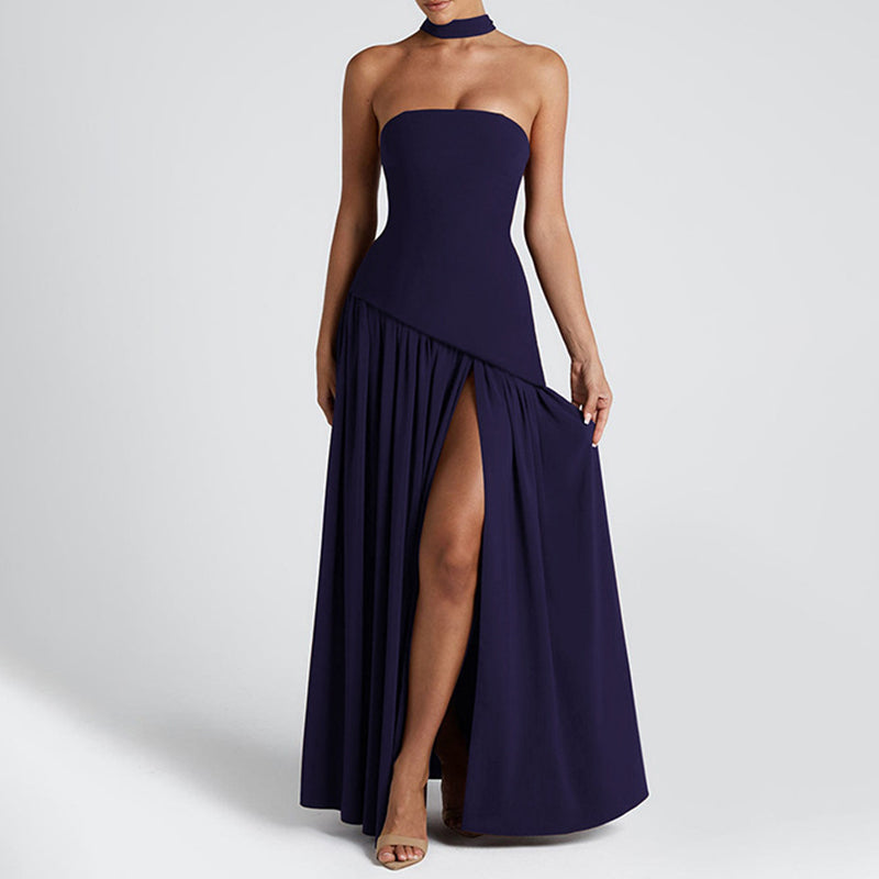 👗✨ Sexy trägerloses Maxikleid mit rückenfreiem Design und hohem Beinschlitz für Damen – 50% RABATT! Verführerisch, elegant & perfekt für Galas, Hochzeiten oder festliche Abende 🌹