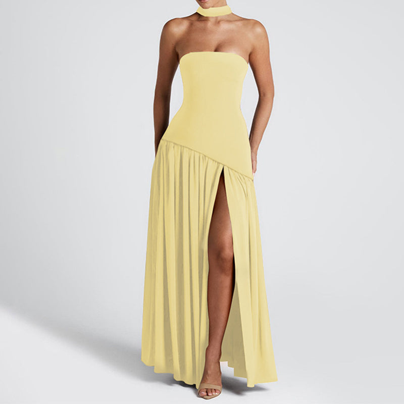 👗✨ Sexy trägerloses Maxikleid mit rückenfreiem Design und hohem Beinschlitz für Damen – 50% RABATT! Verführerisch, elegant & perfekt für Galas, Hochzeiten oder festliche Abende 🌹