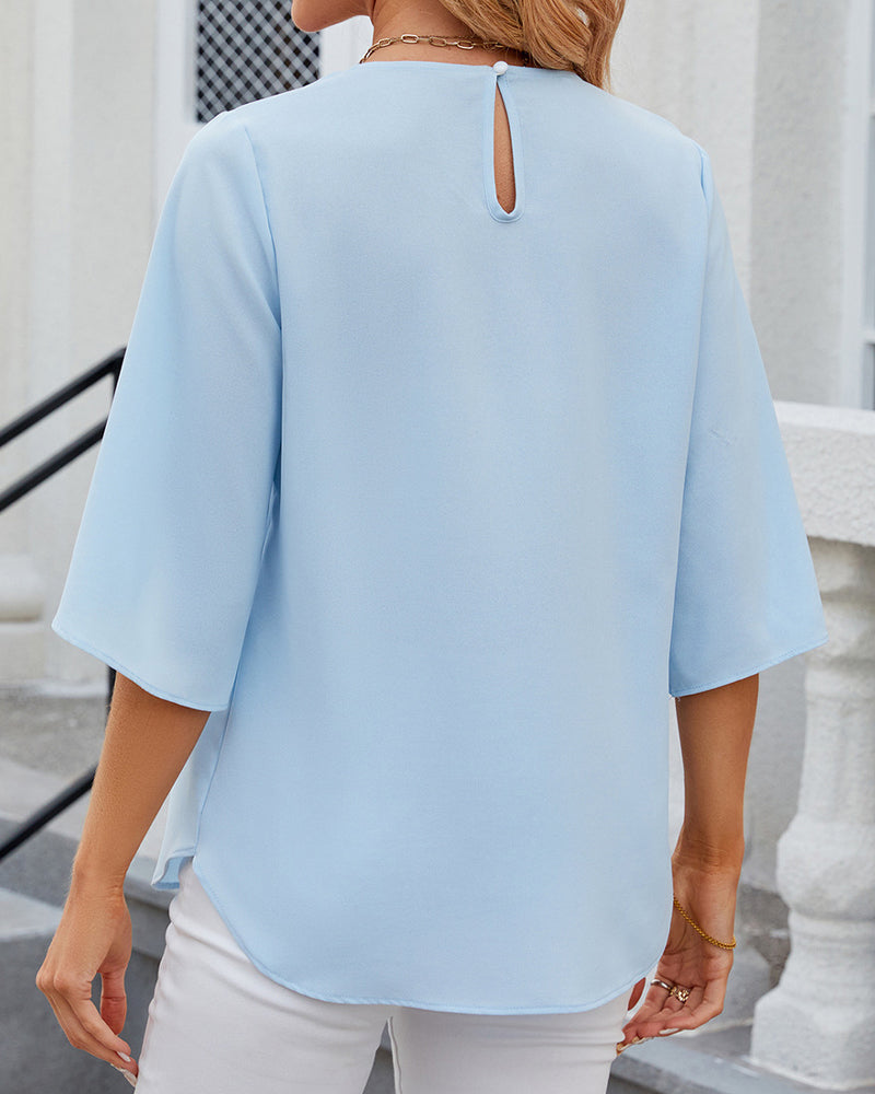 👔✨ Elegante Chiffon-Bluse mit Halbarm – 50% RABATT! Leicht, feminin & perfekt für Büro, Date oder festliche Anlässe 🌸
