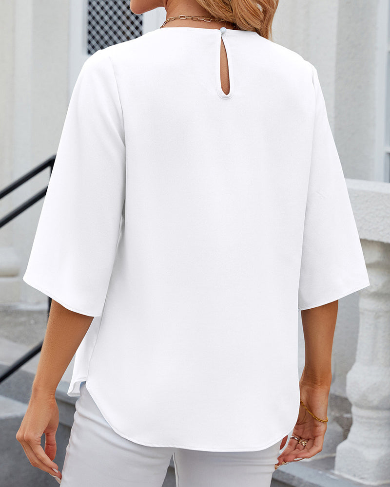 👔✨ Elegante Chiffon-Bluse mit Halbarm – 50% RABATT! Leicht, feminin & perfekt für Büro, Date oder festliche Anlässe 🌸