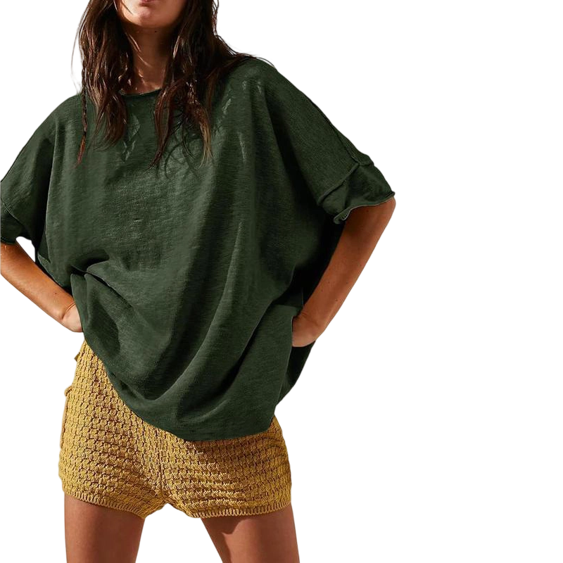 🌺👕 Lockeres Damen Oberteil – U-Boot-Ausschnitt, Einfarbig & Bequem – 50% RABATT! Leicht, lässig & perfekt für Sommer & Alltag ☁️