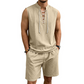 ⏳ 50% RABATT! Herren Leinen-Set: Ärmelloses Oberteil & Shorts mit Schnürung – Atmungsaktiv & stylisch für den Sommer 🌿👕