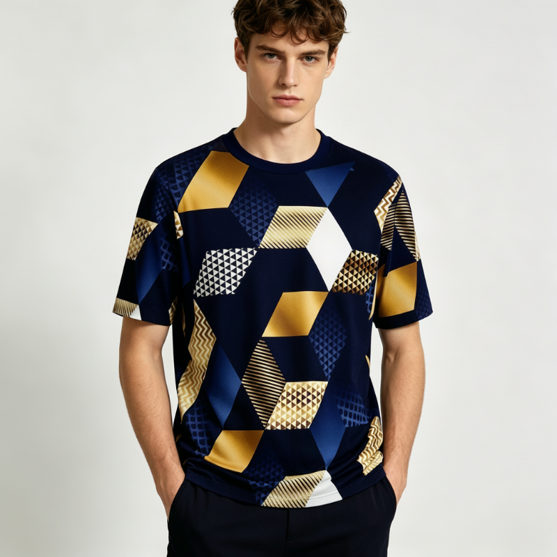 ⏳ 50% RABATT! Herren-T-Shirt mit geometrischem 3D-Print – Modernes Design & stylischer Look für jeden Tag 👕🔥