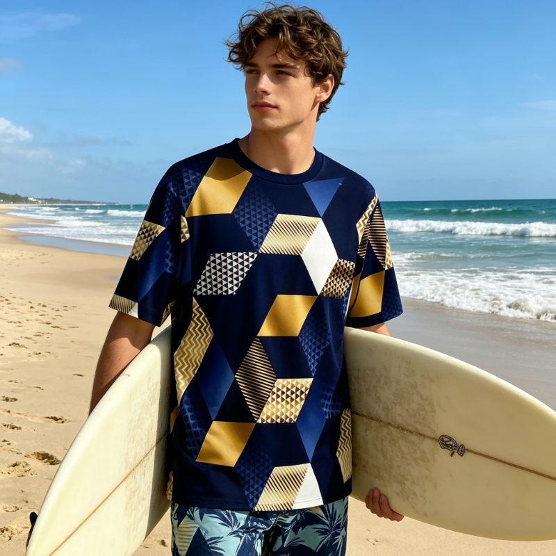 ⏳ 50% RABATT! Herren-T-Shirt mit geometrischem 3D-Print – Modernes Design & stylischer Look für jeden Tag 👕🔥