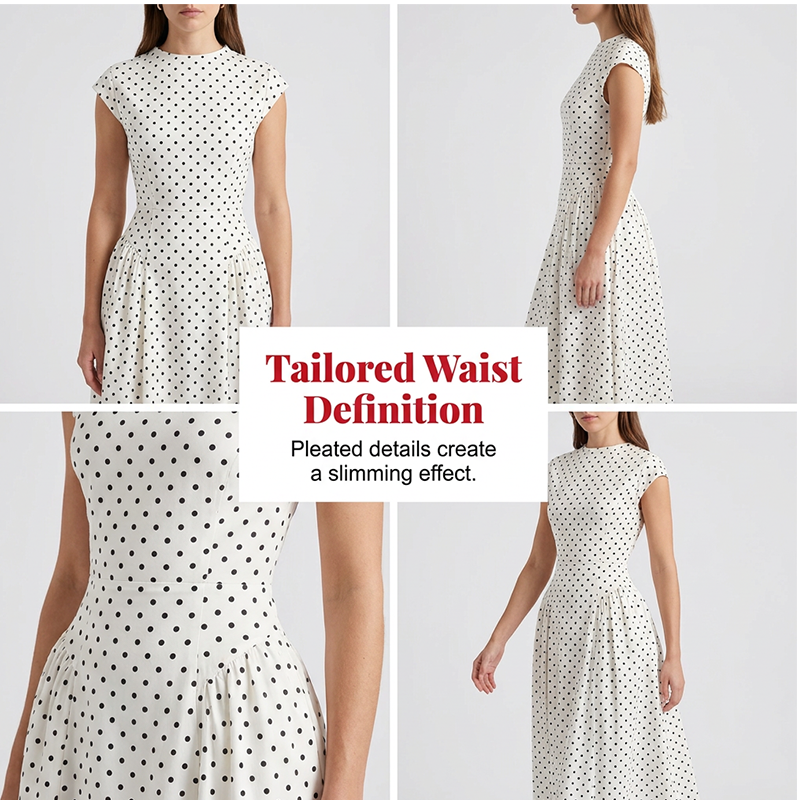 👗🌸 Elegantes A-Linien-Kleid mit Polka-Dots für Damen – 50% RABATT! Zeitlos, feminin & perfekt für festliche Anlässe, Büro oder Date ✨