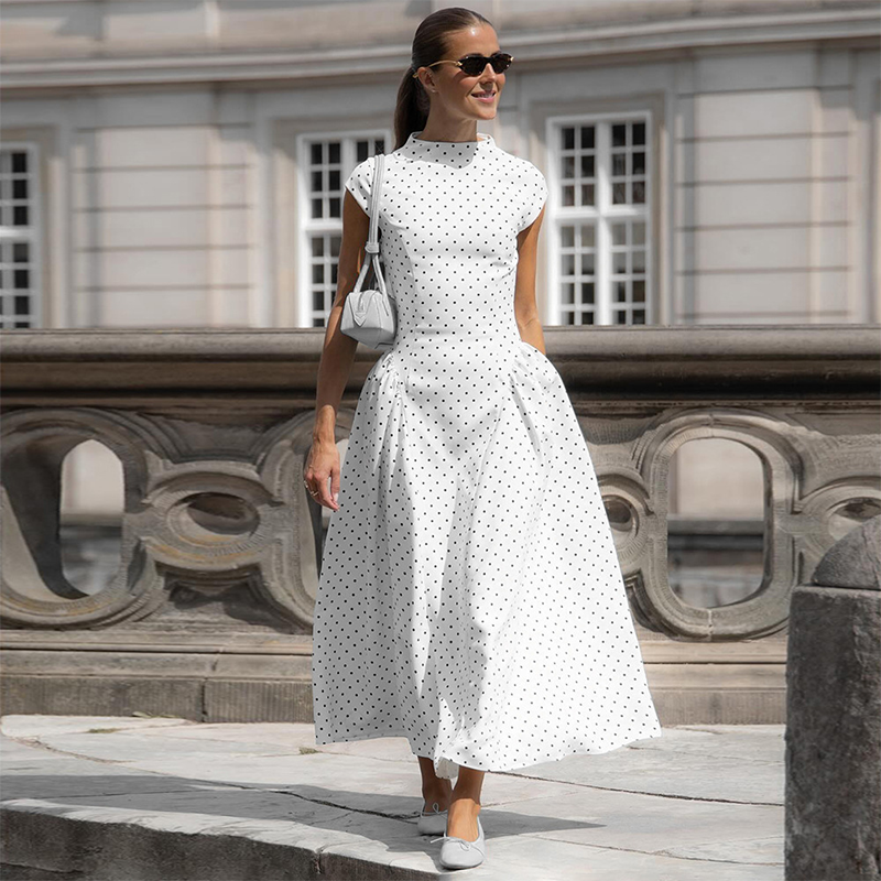 👗🌸 Elegantes A-Linien-Kleid mit Polka-Dots für Damen – 50% RABATT! Zeitlos, feminin & perfekt für festliche Anlässe, Büro oder Date ✨
