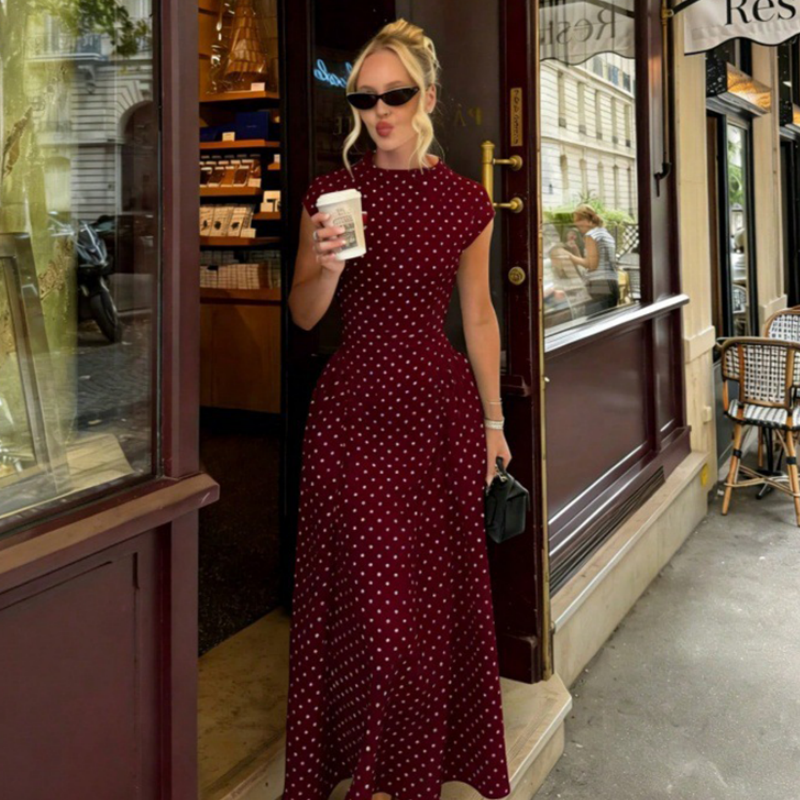 👗🌸 Elegantes A-Linien-Kleid mit Polka-Dots für Damen – 50% RABATT! Zeitlos, feminin & perfekt für festliche Anlässe, Büro oder Date ✨