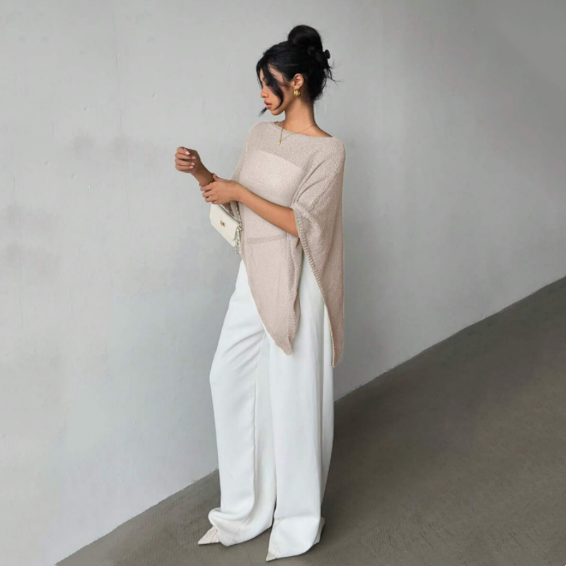 👚🌊 Asymmetrisches Poncho-Oberteil mit Wasserfallausschnitt für Damen – 50% RABATT! Fließend, lässig & perfekt für Übergangszeit, Büro & Freizeit ✨