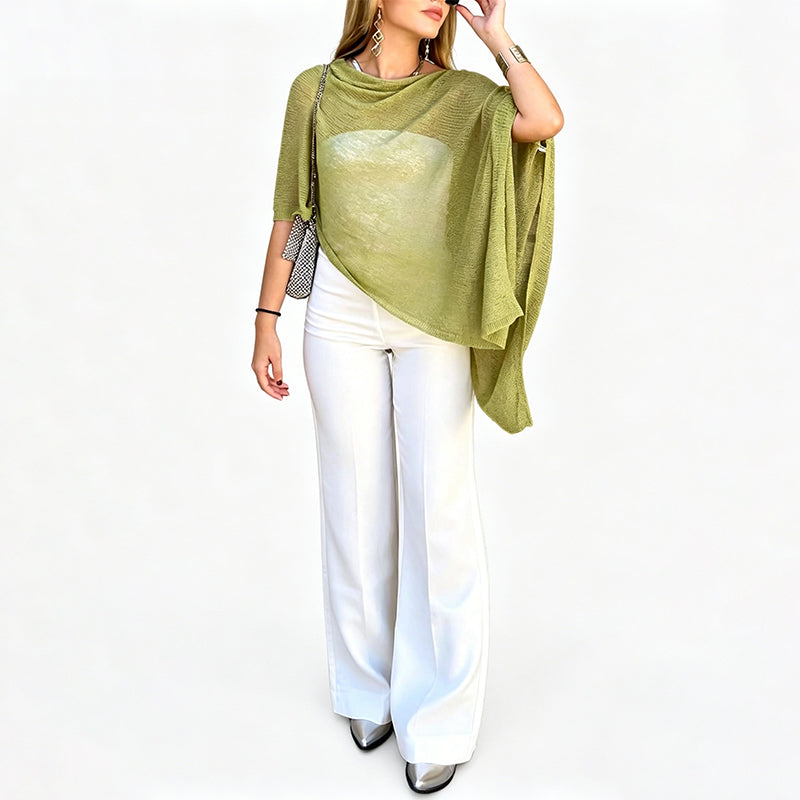 👚🌊 Asymmetrisches Poncho-Oberteil mit Wasserfallausschnitt für Damen – 50% RABATT! Fließend, lässig & perfekt für Übergangszeit, Büro & Freizeit ✨
