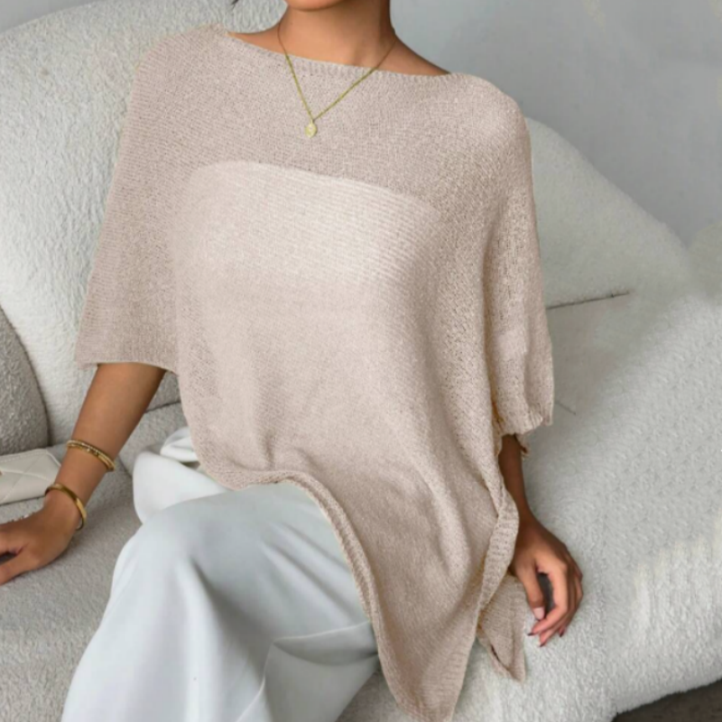 👚🌊 Asymmetrisches Poncho-Oberteil mit Wasserfallausschnitt für Damen – 50% RABATT! Fließend, lässig & perfekt für Übergangszeit, Büro & Freizeit ✨