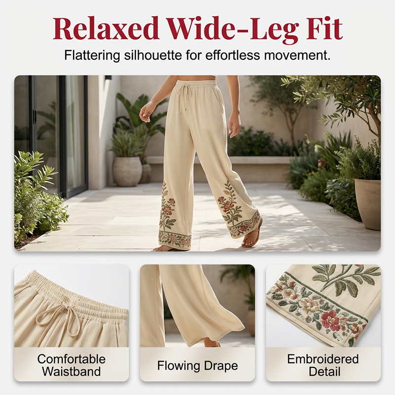 👚 JETZT 50 % RABATT! ⏳ Set aus langärmeliger Damenbluse und Hose mit weitem Bein – fließend, elegant und leicht – perfekt für die Arbeit, einen Brunch oder auf Reisen – schickes 2-teiliges Outfit 🌸