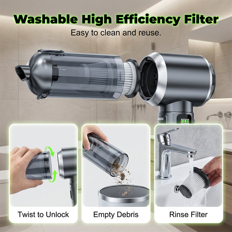 🧹🔋 50% RABATT! Tragbarer Handstaubsauger mit bürstenlosem Motor & Digital-Display – Starke Saugleistung, leicht & vielseitig – Ideal für Auto, Couch, Tastatur oder Tierhaare – Kabellos & leise im Betrieb ✨