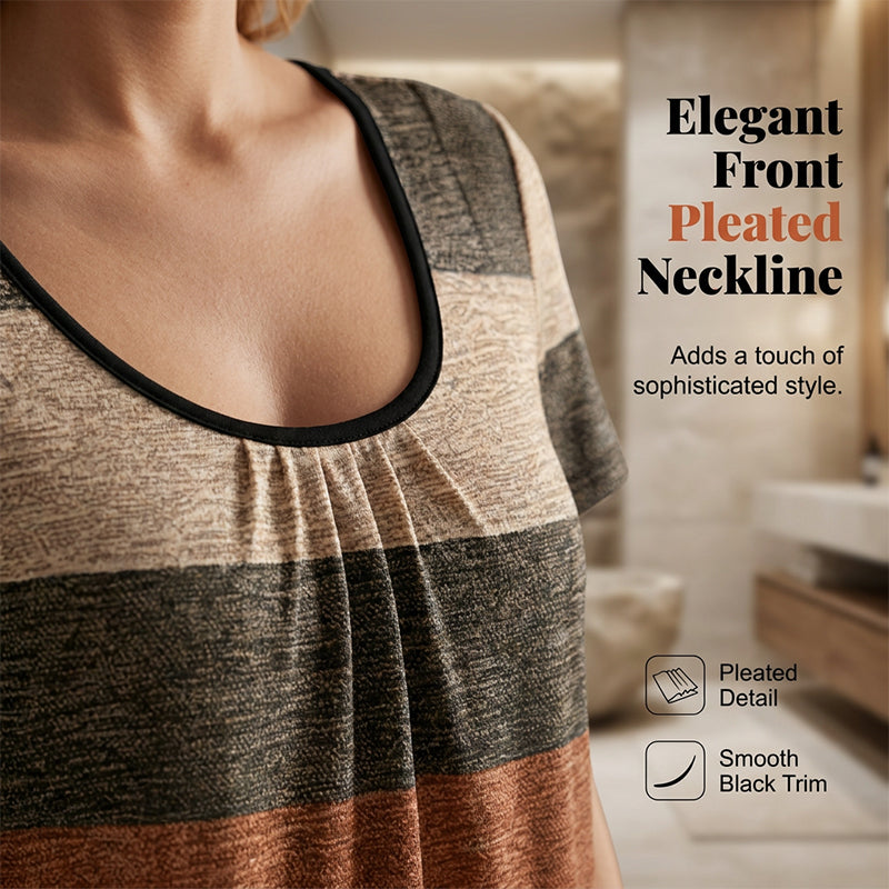 👕✨ −50%! Plissiertes Colorblock-T-Shirt für Damen in Übergrößen – Modisch, bequem & figurschmeichelnd – Perfekt für Alltag & warme Tage 🌸
