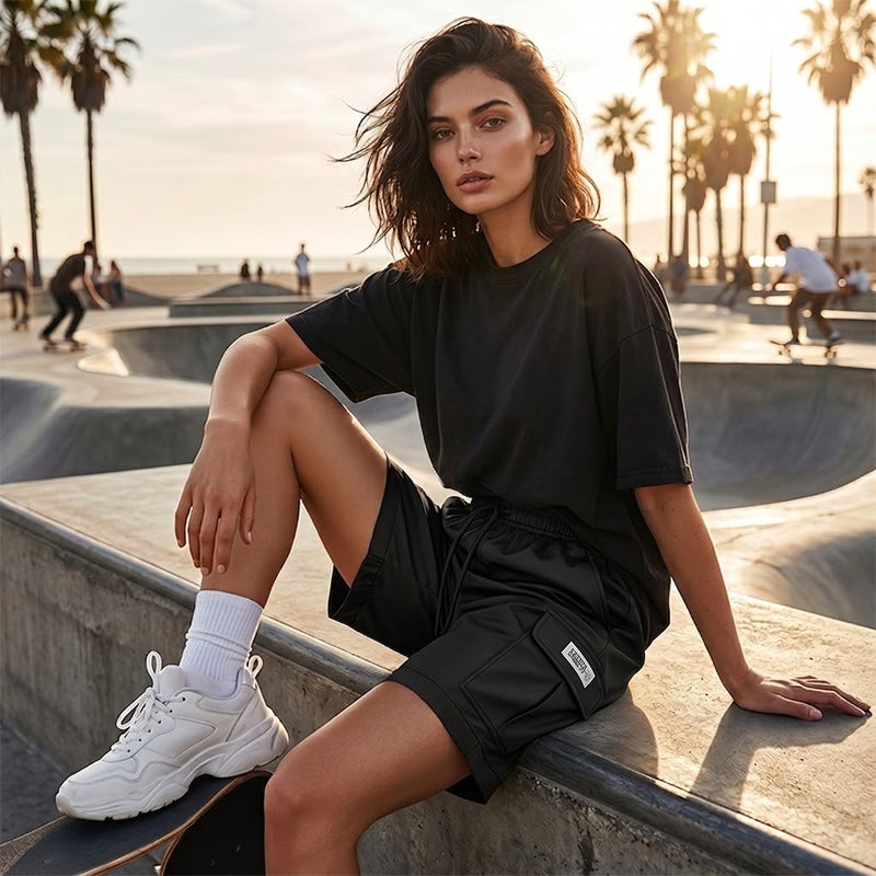 👖⏰ 50% RABATT – NUR FÜR KURZE ZEIT! Damen Cargo Shorts mit elastischem Bund – Locker, bequem & mit Kordelzug ✨