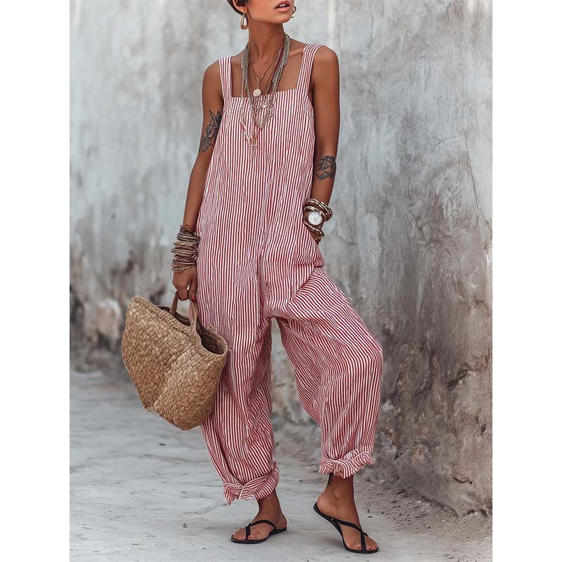 👗🌸 Lässiger gestreifter Overall mit schmalen Trägern – perfekt für Sommer & Urlaub, jetzt −50%