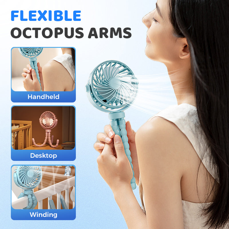 🐙🌬️ 50% RABATT! Mini-Hand-Multi-Funktions-Oktopus-Ventilator – Tragbar, USB-ladbar & mit Nachtlicht ✨