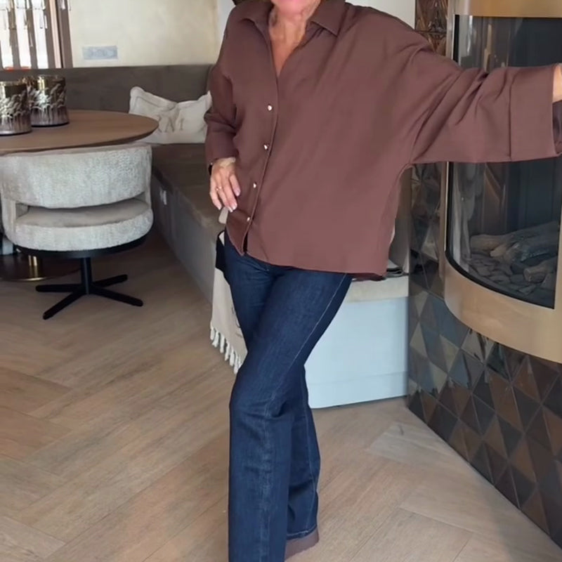👚⏰ 50% RABATT – NUR FÜR KURZE ZEIT! Elegante Damenbluse aus Leinenmischung – Lockerer Schnitt mit weiten Ärmeln – Perfekt für Sommer, Büro & besondere Anlässe 🌿✨