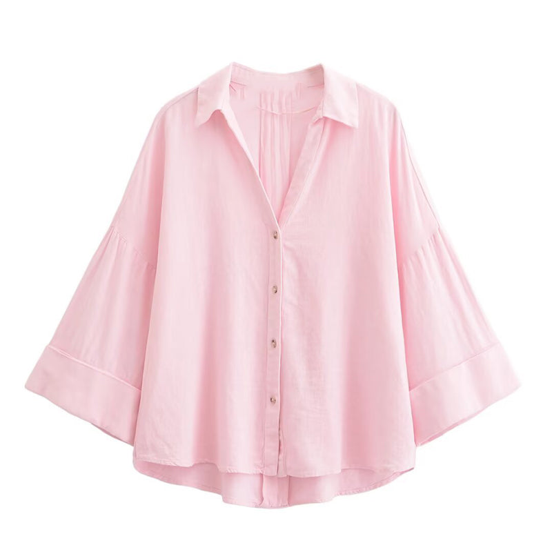 👚⏰ 50% RABATT – NUR FÜR KURZE ZEIT! Elegante Damenbluse aus Leinenmischung – Lockerer Schnitt mit weiten Ärmeln – Perfekt für Sommer, Büro & besondere Anlässe 🌿✨