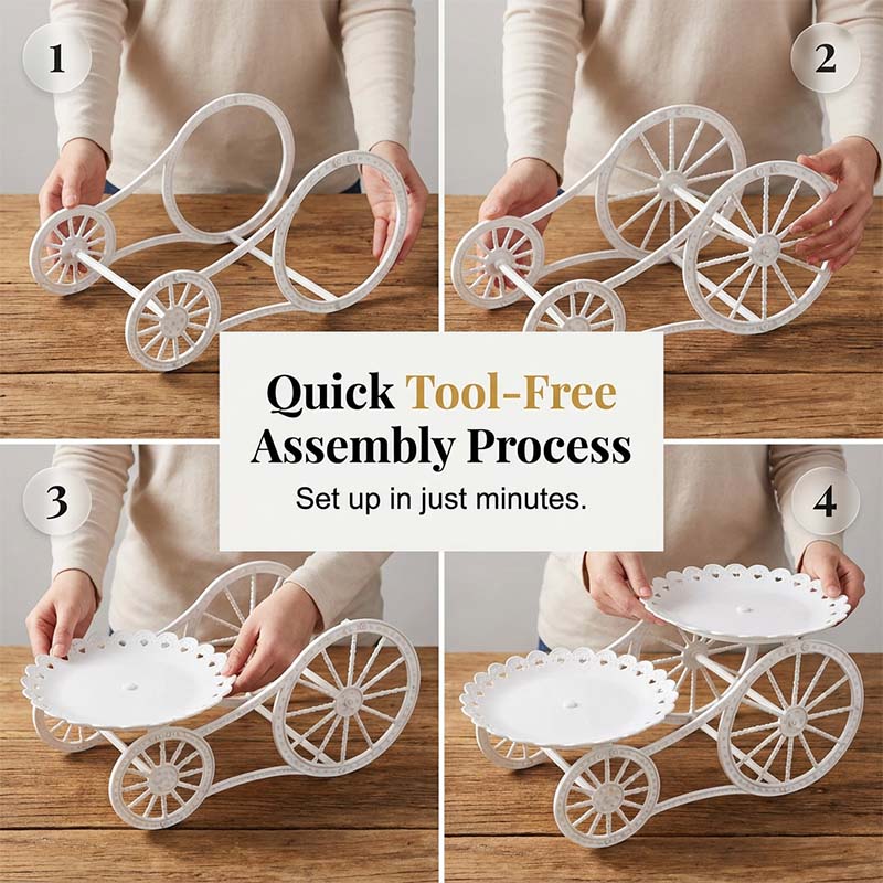 🍽️✨ 50% RABATT! Zweistöckiges Serviergestell im Wagen-Design – Dekorativ, praktisch & platzsparend für Küche, Wohnzimmer oder Balkon 🏡