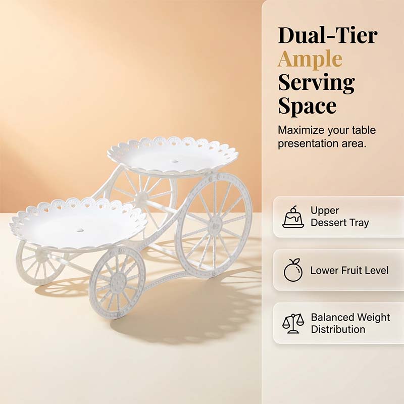 🍽️✨ 50% RABATT! Zweistöckiges Serviergestell im Wagen-Design – Dekorativ, praktisch & platzsparend für Küche, Wohnzimmer oder Balkon 🏡