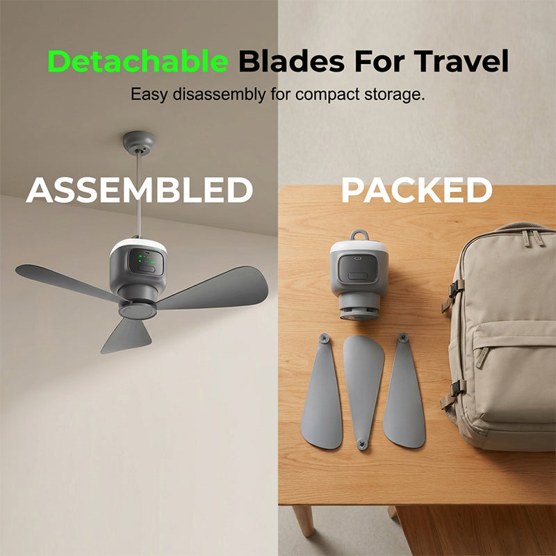 🌀💡 50% RABATT! Wiederaufladbarer Hängeventilator mit Licht – Kabellos, praktisch & perfekt für Zuhause, Camping & Reise 🏠⛺✨