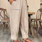🌾 50 % RABATT LIMITIERT! 👖 Damen Leinen-Optik Freizeithose – Elastischer Taillenbund, locker geschnitten mit Taschen, super bequem für Alltag 🤍