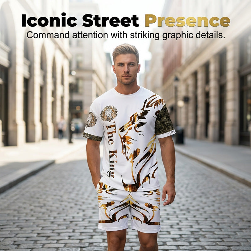 🦁☀️ MID-SEASON SALE: −50% NUR FÜR KURZE ZEIT! 2-teiliges Freizeit-Set für Herren – Mit Löwen-Print, bequemes Oberteil & Shorts, atmungsaktiv & vielseitig für Sommer & Alltag 🩳✨