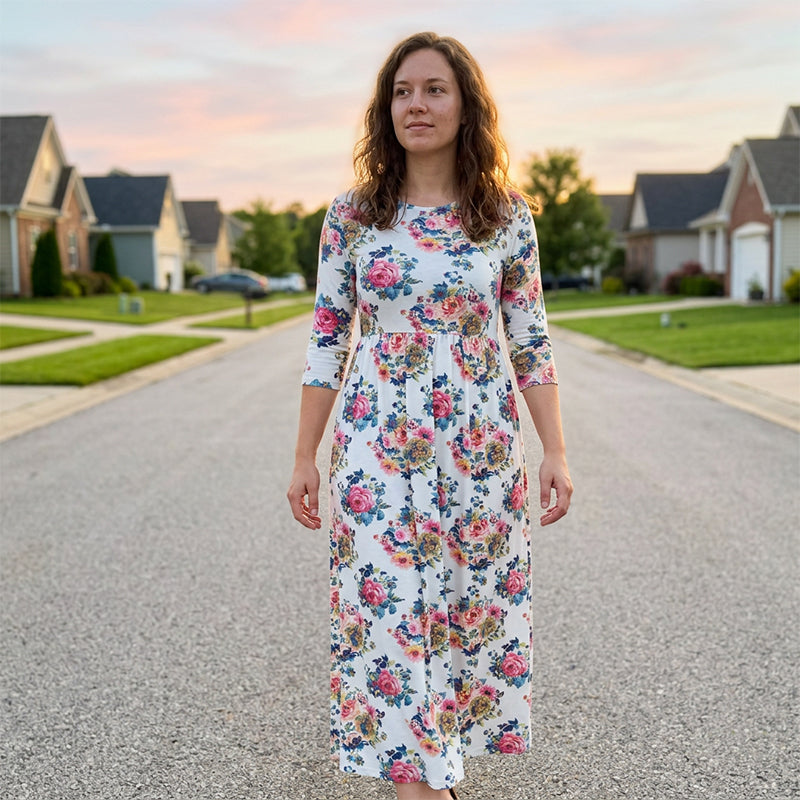 👗🌸 50% RABATT! Damen-Maxikleid mit Blumenprint und kurzen Ärmeln – Lässig, romantisch & perfekt für Sommer, Strand & Urlaub ✨