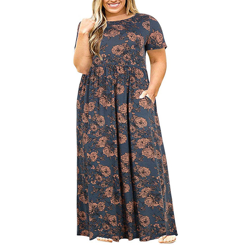 👗🌸 50% RABATT! Damen-Maxikleid mit Blumenprint und kurzen Ärmeln – Lässig, romantisch & perfekt für Sommer, Strand & Urlaub ✨