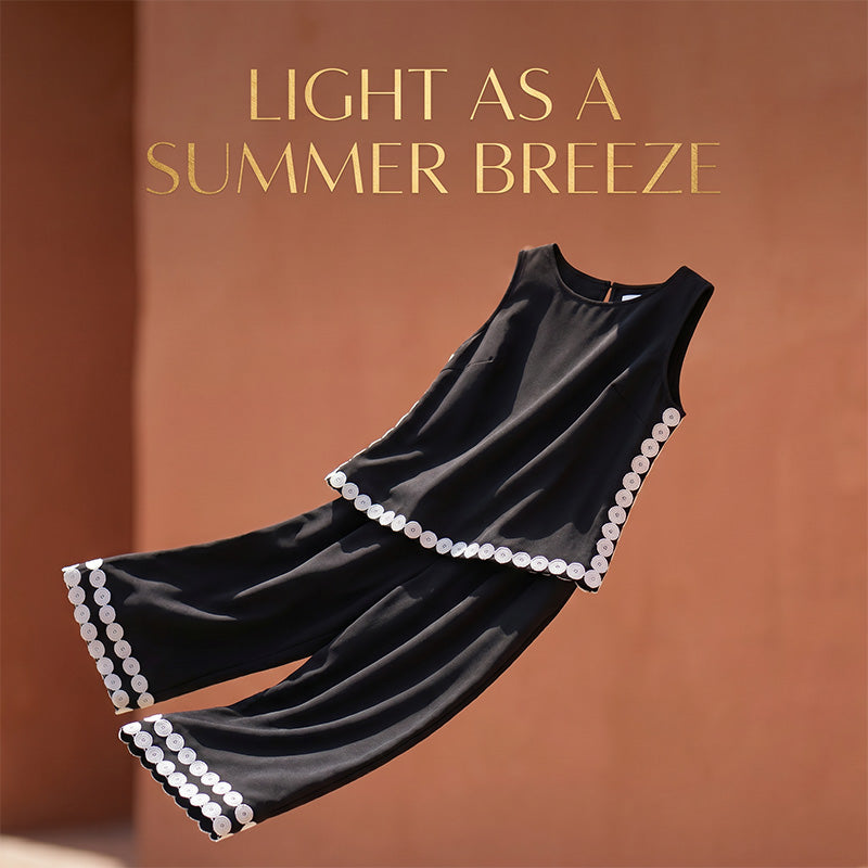 👚🤍 Damen ärmelloses Top & weites Bein Hosen Set – Fließend, luftig & elegant – Perfekt für Sommer, Strand oder besondere Anlässe – bequemer 2-teiliger Look ✨