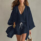 🤍 3-teiliges Freizeit-Set für Damen ✨ Loungewear mit Tunika, Top & Shorts – luftiges Homewear für Urlaub & Alltag