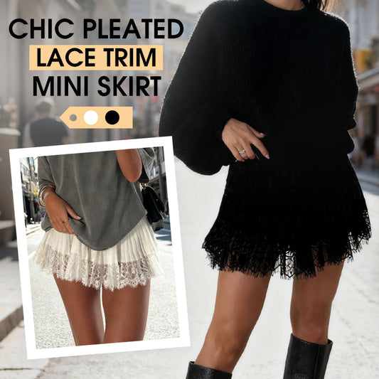 👗🔥 50% RABATT! Chic Pleated Lace Trim Mini Skirt – Plisseefalten, zarte Spitze, perfekt für den Sommer 🌸💨