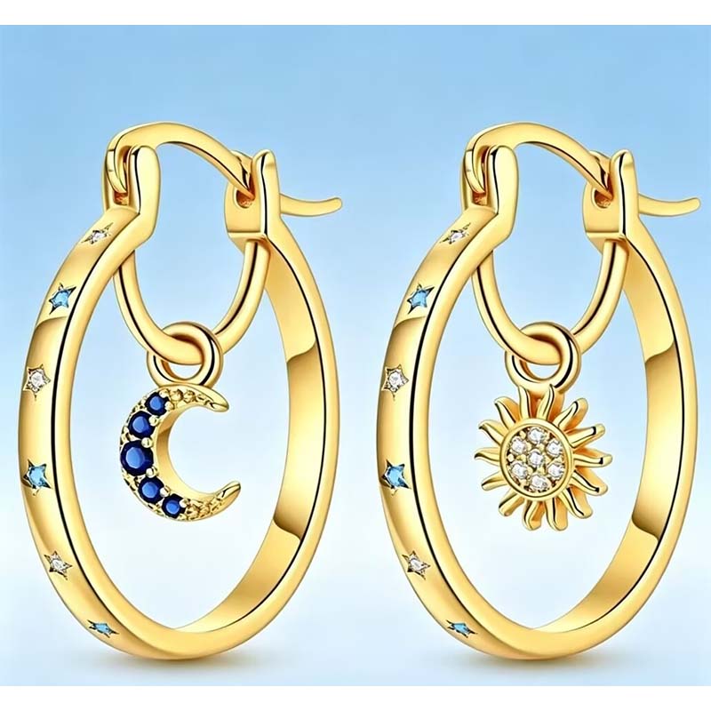 ✨👂 50% RABATT! Doppellagige Hoop-Ohrringe im Himmelskörper-Design – Fein, minimalistisch & elegant für Alltag & besondere Anlässe 💫