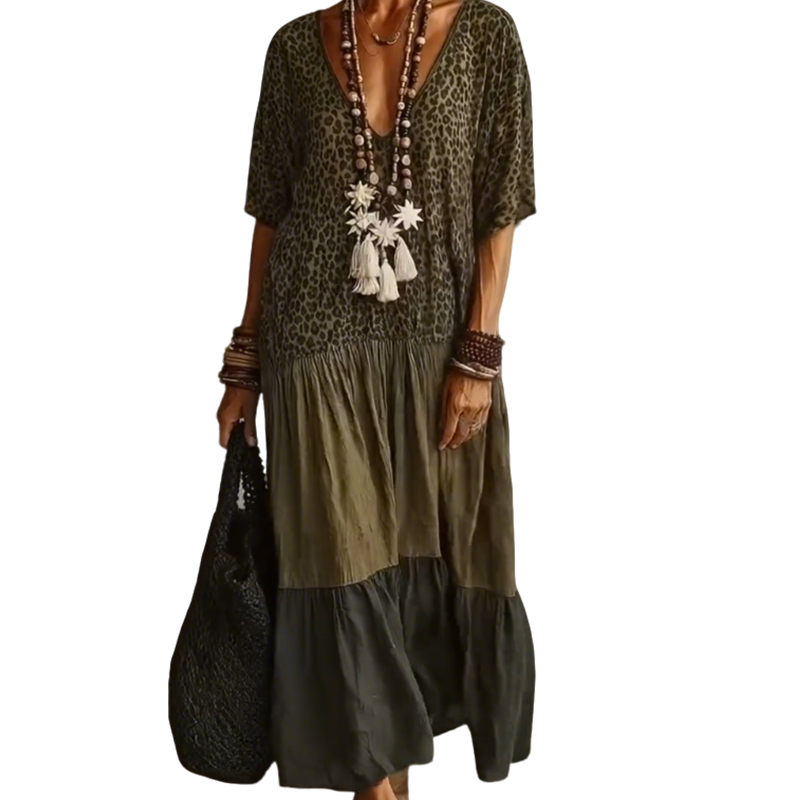 👗📢 MID-SEASON SALE: −50% NUR FÜR KURZE ZEIT! Bohemian gestuftes Maxikleid mit Leopardenmuster – Wild, feminin & perfekt für Sommer, Strand & Festivals 🌿