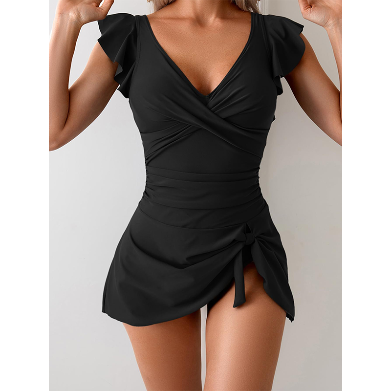 Figurformendes Badekleid mit Blumenmuster