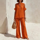 👗✨ 50% RABATT! Zweiteiliges Damen-Outfit aus Leinenmischung mit offenen Schultern – Leicht, luftig & perfekt für Sommer, Strand & Urlaub 🌿