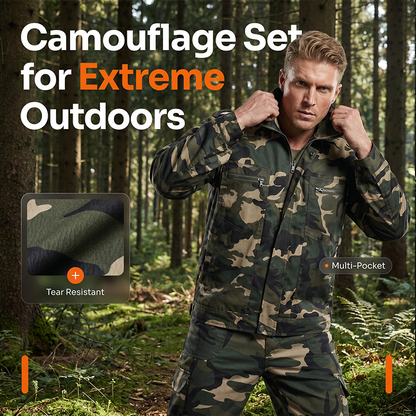 🧥👖 50% RABATT! Robustes Camouflage-Set aus Jacke und Hose für Herren – Strapazierfähig, bequem & perfekt für Outdoor, Jagd & Freizeit 🌲