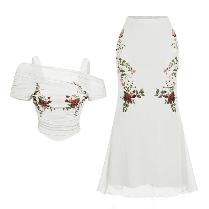 👗✨ 50% RABATT! Damen-Set: Schulterfreies Oberteil & Rock – Leicht, luftig & perfekt für Sommer, Strand & Partys 🌸