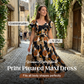 Women's Retro Floral Print Pleated Maxi Dress