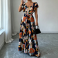 Women's Retro Floral Print Pleated Maxi Dress