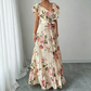 Women's Retro Floral Print Pleated Maxi Dress