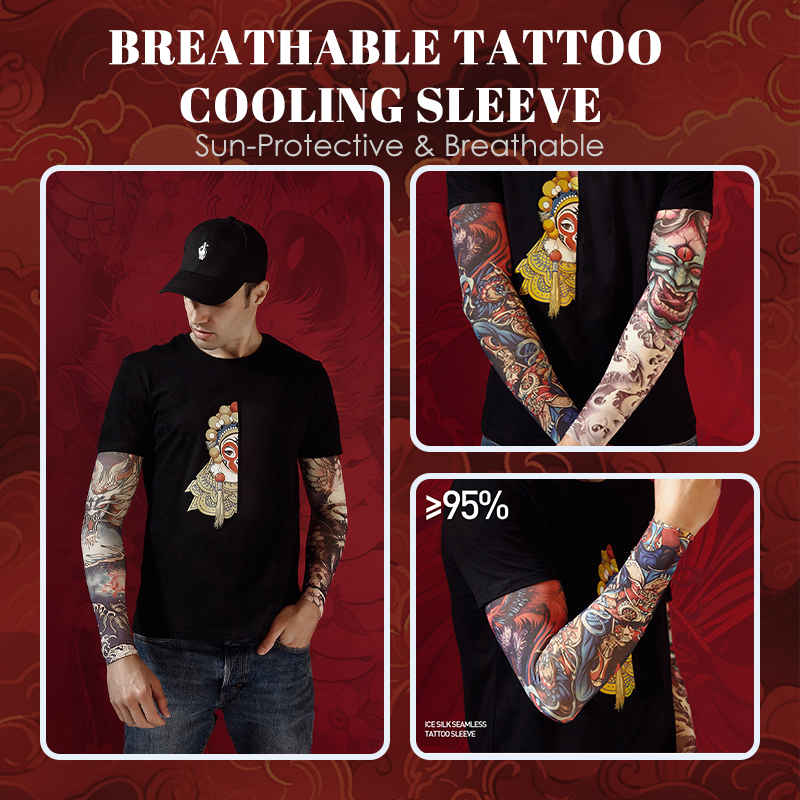 ☀️💪 50% RABATT! Kühlende atmungsaktive Sonnenschutz-Armstulpen mit Tattoo-Effekt – UV-Schutz & stylischer Look für Outdoor, Sport & Reisen ✨