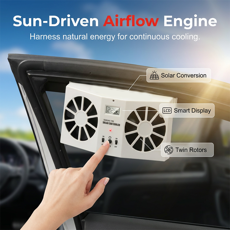 🔥50 % RABATT!!!🚗Solarbetriebener Auto-Abluftventilator – Doppel-Turbo-Belüftung & Temperaturanzeige☀️Gratis Lieferung – Jetzt sichern!!