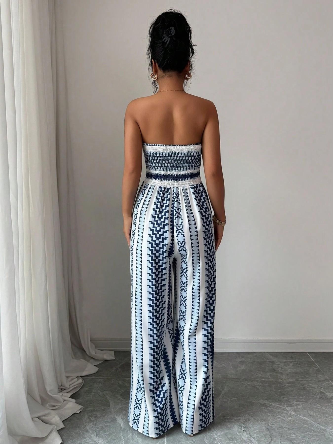 🎁💥 NEU EINGETROFFEN – 50% RABATT! Geometrischer Jumpsuit mit Neckholder-Ausschnitt und Seitenschlitz – Einzigartiger Print, elegante Passform, vielseitiger Stil ✨